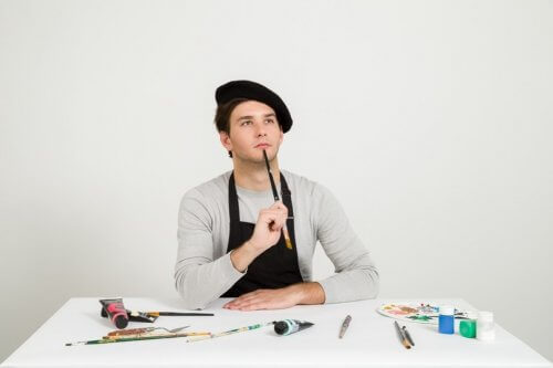 Painter with a beret, wondering