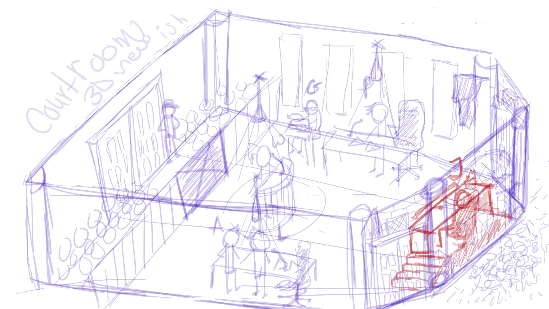 Designing The Courtroom For Our Video Game Flaredust Studio